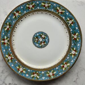 Vintage Nippon Hand-Painted plate,  gold gilt embossed round plate 7.5”